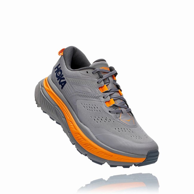 Hoka One One STINSON ATR 6 Men\'s Trail Running Shoes Grey / Orange | US-98574