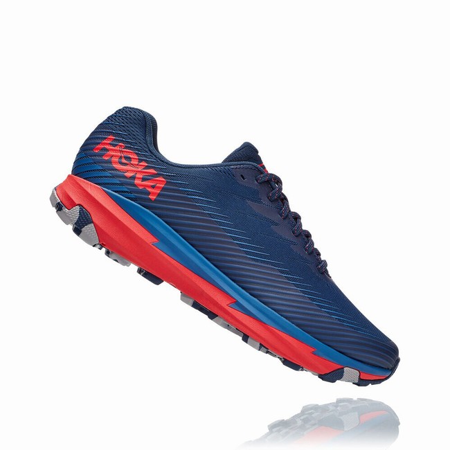 Hoka One One TORRENT 2 Men's Trail Running Shoes Navy / Red | US-99684